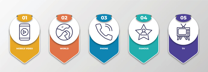 Poster - infographic template with thin line icons. infographic for blogger and influencer concept. included mobile video, world, phone, famous, tv editable vector.