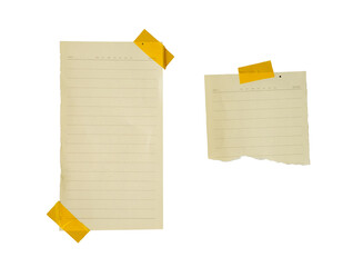 Poster - blank sticky note paper for mockup. stripe line paper glued with tape on the wall