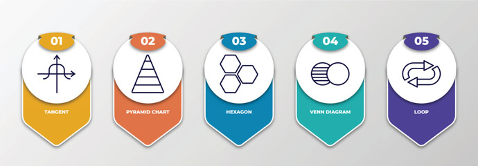 Poster - infographic template with thin line icons. infographic for analytics concept. included tangent, pyramid chart, hexagon, venn diagram, loop editable vector.