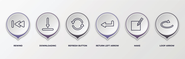 Poster - infographic template with outline icons. infographic for user interface concept. included rewind, downloading, refresh button, return left arrow, make, loop arrow editable vector.