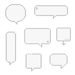 Fototapete - collection set of retro game 8 bit line pixel speech bubble balloon black and white color, flat desi