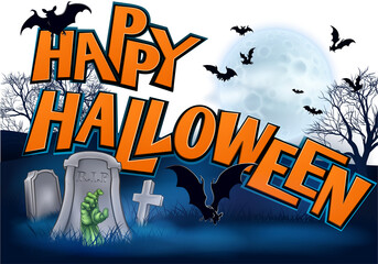 Happy Halloween Cartoon Sign