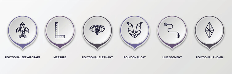 Poster - infographic template with outline icons. infographic for geometry concept. included polygonal jet ai