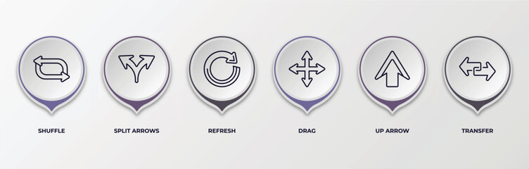 Poster - infographic template with outline icons. infographic for arrows concept. included shuffle, split arrows, refresh, drag, up arrow, transfer editable vector.