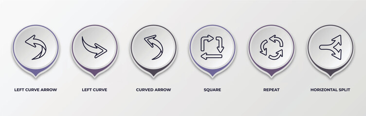 Poster - infographic template with outline icons. infographic for arrows concept. included left curve arrow, 