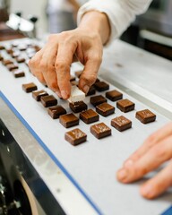 Sticker - Vertical shot of a cook making chocolate candies in a factory