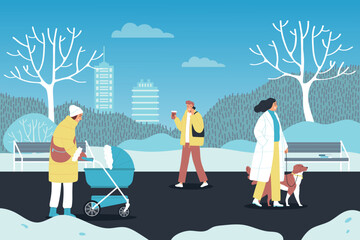 Wall Mural - People Winter Outwear Illustration