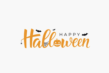 Wall Mural - Happy Halloween lettering, vector brush calligraphy. Handwritten Halloween typography print for flyer, poster, greeting card, banner. Hand drawn decorative design element.