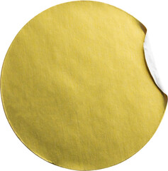 Wall Mural - blank golden round adhesive paper metallic sticker label isolated on white background