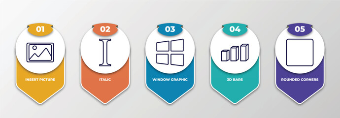 Poster - infographic template with thin line icons. infographic for user interface concept. included insert picture, italic, window graphic, 3d bars, rounded corners square editable vector.