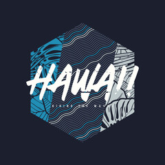 Wall Mural - Hawaii graphic tee tropical design, print, illustration