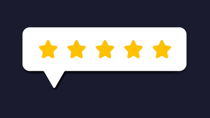 Five star rating vector in flat style design isolated on background. Feedback, Review, and rate us concept. Vector illustration.