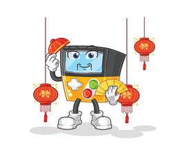 Canvas Print - gameboy Chinese with lanterns illustration. character vector