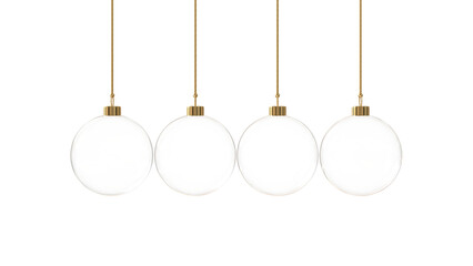 Wall Mural - four christmas glass spheres isolated and transparent 3d illustration rendering
