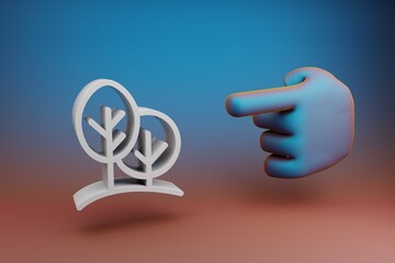 Aufkleber - Beautiful illustrations abstract Hand index finger points to Forest symbol icon on a multicolor bright background. 3d rendering illustration. Background pattern for design.