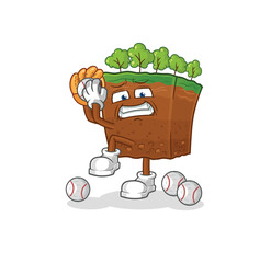 Wall Mural - soil layers baseball pitcher cartoon. cartoon mascot vector