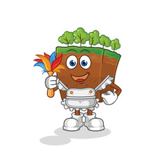 Wall Mural - soil layers maid mascot. cartoon vector