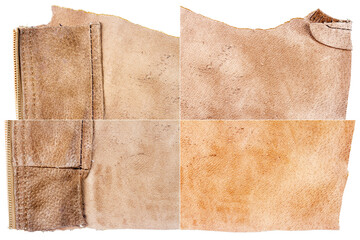 Wall Mural - Collection of brown leather textures