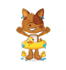 Poster - dog with duck buoy cartoon. cartoon mascot vector