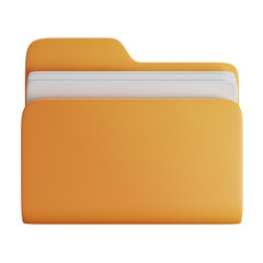 Fototapete - 3D cartoon user interface illustration of a folder with files on a computer icon on an isolated background. With studio lighting and a gradient colourful texture. 3D rendering