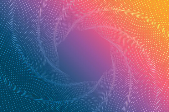 Abstract horizontal pattern with a gradient yellow, pink, purple, blue dotted pattern on the background and a gradient shape for text or button in the center