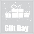 gray icon with silhouette of gifts