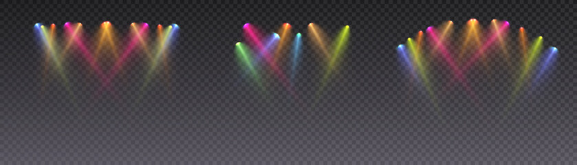 Poster - Color Spotlight Glow Led Vector Illustration for Stage Lighting Effects and Product Display.