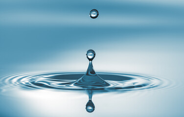 Wall Mural - perfect splash of water drop on a mirror surface