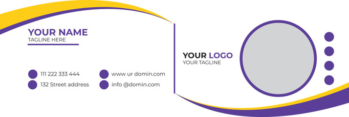 Wall Mural - Corporate Email signature template or email footer and personal social media cover templates with an author photo place creative modern layout
