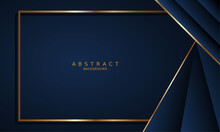 Dark Blue Luxury Premium Background And Gold Line.