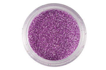 Poster - colored sequins in a plastic jar isolated on a white