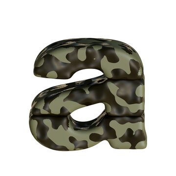3d symbol in green camouflage. letter a