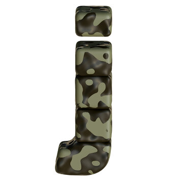3d symbol in green camouflage. letter j