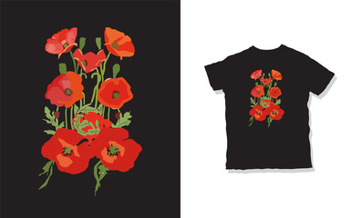 Wall Mural - t shirt design with flowers