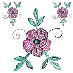 Metis beaded wild rose embellishments 