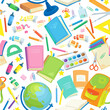 © Shvetsova Yulia - Seamless pattern of school supplies. Items for children's education. Template for decorative paper or wallpaper. In cartoon style. Isolated on white background. Vector illustration