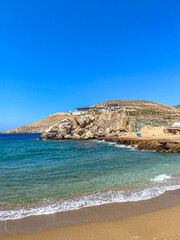 Wall Mural - Beautiful rocky scenery near Koubara beach in Ios island Cyclades, Greece