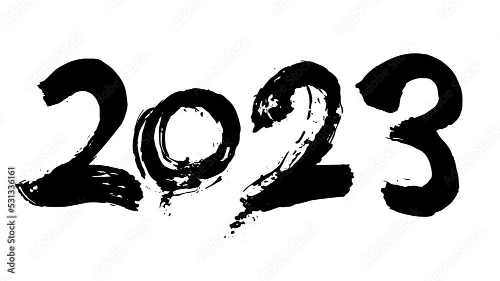 文字 2023 筆文字 年賀 手書き の Stock ベクター | Adobe Stock