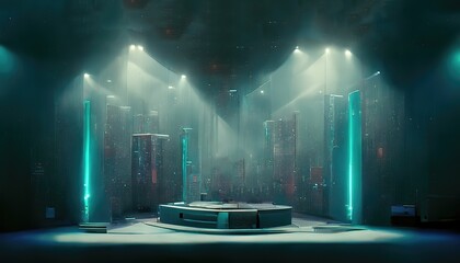 Poster - The workplace of the laboratory of the future is illuminated.3D rendering