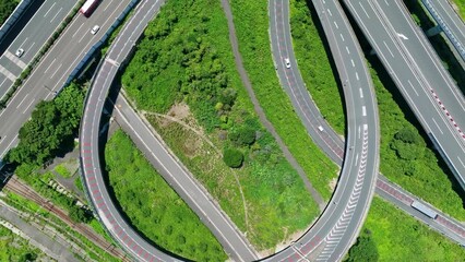 Poster - 高速道路のジャンクション　真俯瞰　空撮