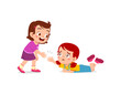 © Colorfuel Studio - good little kid helping friend that falling on the floor