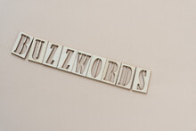 buzzwords - sign with wood type