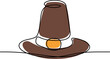 © dhtgstockphoto - pilgrim hat colored line art illustration