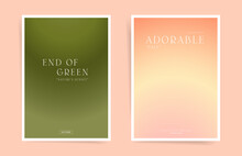 Gradient Posters With Minimal Autumn Design And Modern Typography. Vector Blur Creatives For Sale Flyer, Poster Template And Promo Placards. Elegant Vibes Woe Boho Aesthetics.