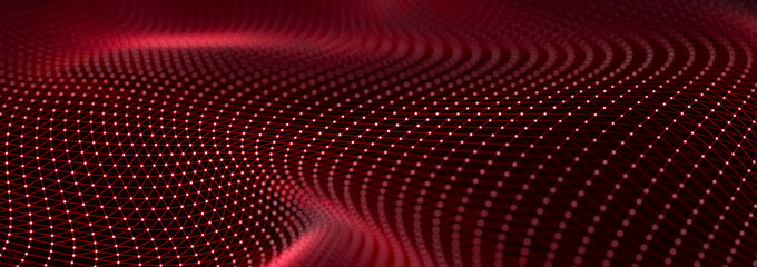 Poster - Colored music surface. Beautiful curved wave on a dark background. Digital technology background. 3D