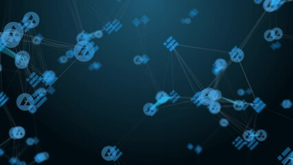 Poster - Bitcoin Blockchain Cryptocurrency Digital Encryption, Digital Money Exchange, Technology Global Network Connections Background