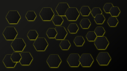 Wall Mural - Black and yellow hexagonal technology bsckground