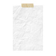 White crumpled paper sheet with adhesive tape isolated
