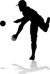 Wall Mural - Baseball Player Silhouette