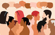 © Hope - Vector cartoon profile of a network. Communicate and talk with a crowd. People communicating in groups. Speech bubble cloud. People talking a lot.